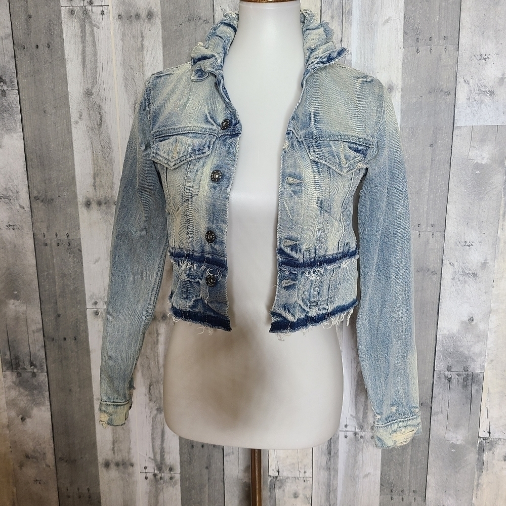 NEW Carmar XS Taiya Distressed Cropped Denim Jacket
